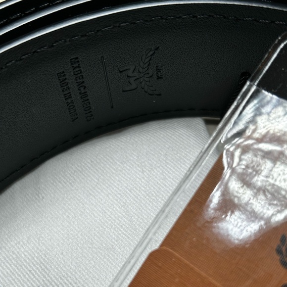 MCM Reversible Lauretos Monogram Jacquard Belt with Fluted M Buckle